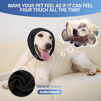 Ear Wraps for Dogs, No Shake Calming Band for Dogs, Pet Ear Muffs for Anxiety Relief/Noise Protection, Dog Neck and Ear Warmer, Pet Snoods for Thunder, Lightning, Fireworks (Head Circle:9.8"-14.9")