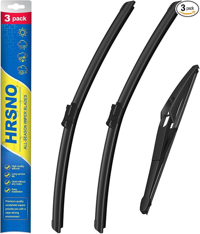 HRSNO® Wiper Blades:3-Pack Windshield Wipers for Nissan Pathfinder 2022-2025-All-Season Beam Design-Quiet Streak-Free-Exact Fit Replacement for Nissan Cars (26"/19"/10")