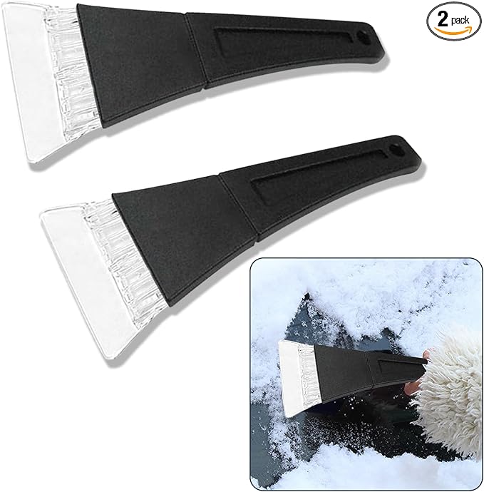 2PCS Car Ice Scraper, Ice Scrapers for Car Windshield, Scratch Free Ice Snow Frost Removal Tool for Car Window, Universal Car Accessories Plastic Ice Scraper Snow Shovel for Auto Small Truck