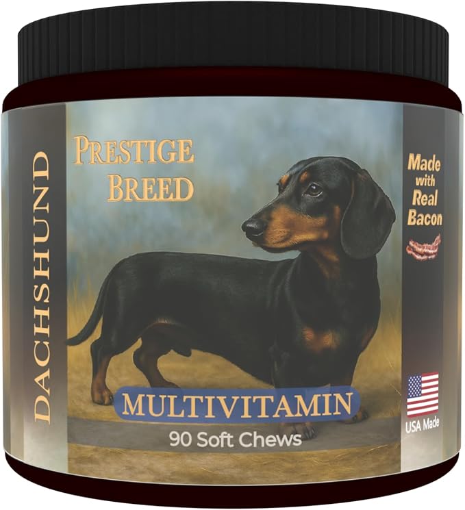 Multivitamins, Balanced Nutrition for Dachshund, 90 Count, Made in the USA with Real Bacon