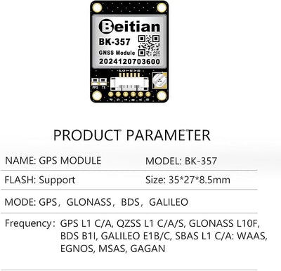 9th Generation Beidou GPS Module Antenna GNSS Racing Drone Flight Controller FPV Unmanned Aerial Vehicle Fixed-Wing BK Series (BK-357)