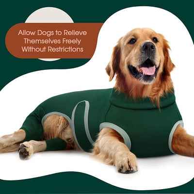Kuoser Dog Surgery Recovery Suit, Professional Dog Surgical Suit for Back Legs, Soft Dogs Recovery Sleeve to Prevent Licking Biting Wounds, Dogs Onesie After Surgery Elbow Protector, Green L