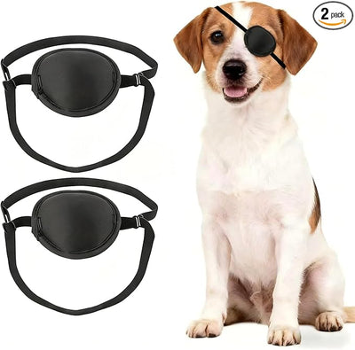 Dog Eye Patch - Protective Cover for Injuries,Post-Surgery Recovery,Adjustable Eye Patch for Small Dogs & Cats (2)