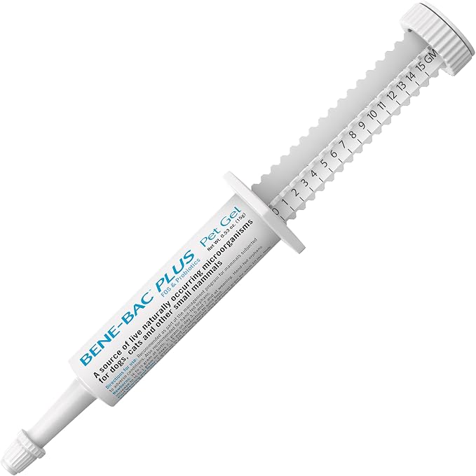 Bene-Bac Plus Pet Gel - 15 g Syringe - FOS & Probiotics for Dogs, Cats, Exotic & Wildlife Mammals