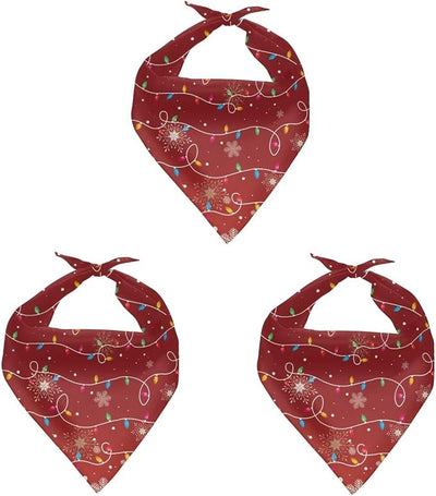 KEIAHUAN Christmas Lights Dog Bandanas Holiday Soft Bibs Adjustable Triangle Bandana Washable Reversible Handkerchief for Pet Cat and Dog