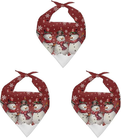 KEIAHUAN Christmas Snowman Dog Bandanas Christmas Pet Handkerchief Soft Dog Cute Triangle Bibs Adjustable Pet Kerchief for Small Medium Large Puppy