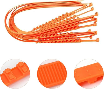 10 PCS Reusable Adjustable Nylon Non-Slip Tire Zip Ties Snow Chains for Auto Pickup Trucks Suv on Ice Sand Mud Rain Road, Emergency Mud Survival Multi-Function Security Cable Belts (Orange)