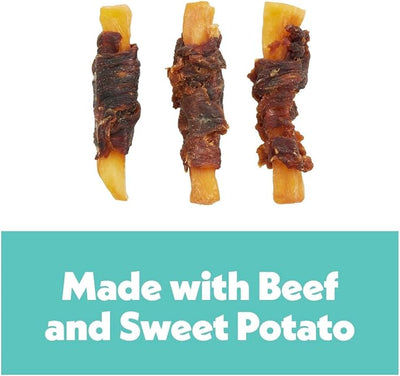 Wiggles & Wags Twists Dog Treats, Beef & Sweet Potato, Soft and Chewy, Grain Free, All Natural, 16 oz with DN Essentials Waste Bag Dispenser & Roll