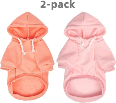 2-Pack Dog Hooded Sweaters & Jackets - Soft Dog Clothes Hoodie for Small/Medium/Large Dogs & Cats | All-Season Comfort & Fit, Stylish Pet Shirts Apparel & Accessories (Light Pink, Coral, Large)