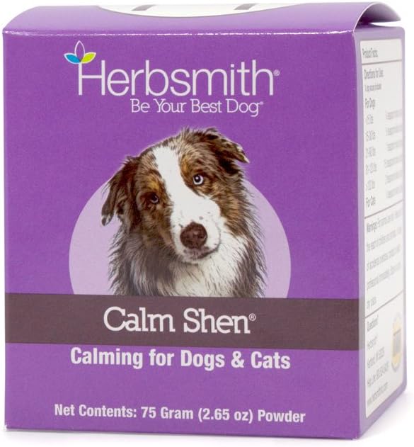 Calm Shen – Herbal Blend for Dogs & Cats – Natural Anxiety Remedy for Dogs & Cats – Feline and Canine Calming Supplement – 75g Powder