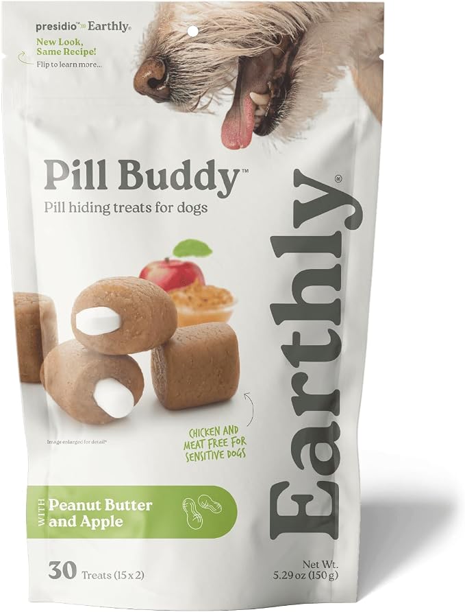 Presidio Pill Buddy Naturals - PB & Apple Recipe Pill Hiding Treats for Dogs - Make A Perfect Pill Concealing Pocket Or Pouch for Any Size Medication - 30 Servings