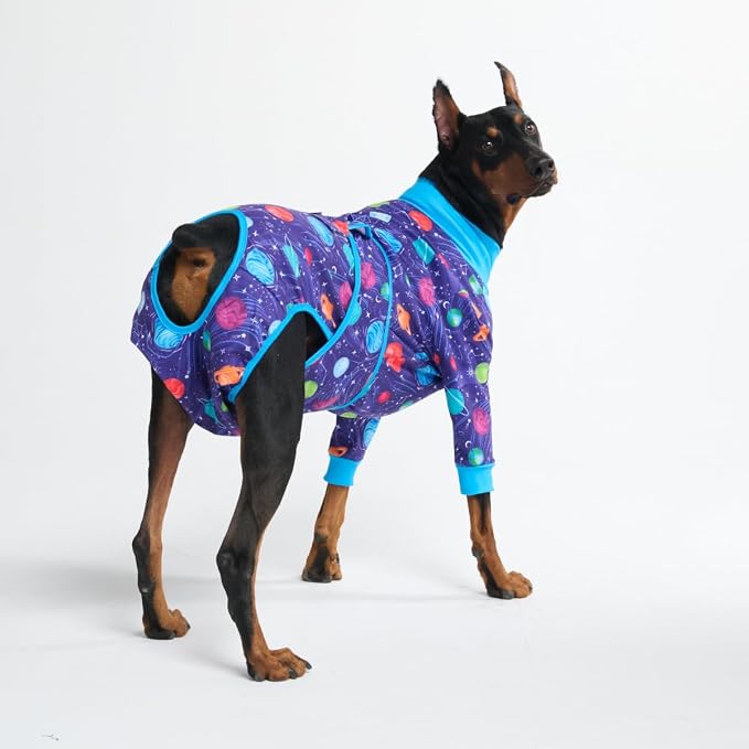 Spark Paws Dog Surgery Recovery Suit – Dog Recovery Suit After Surgery, Anti-Lick Dog Onesie, Abdominal Wound Protector, Soft Cone Alternative for Spay Neuter Male Female Pet Recovery - Planets - 3XL