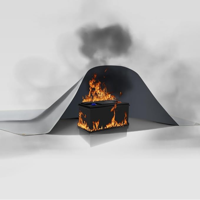 FLASLD Fireproof Lithium Battery Cover 47×47 inch, Fastest & Simplest Way to Isolate and Extinguish Small Fires, Fire Blanket for E-Scooter and E-Bike Grey