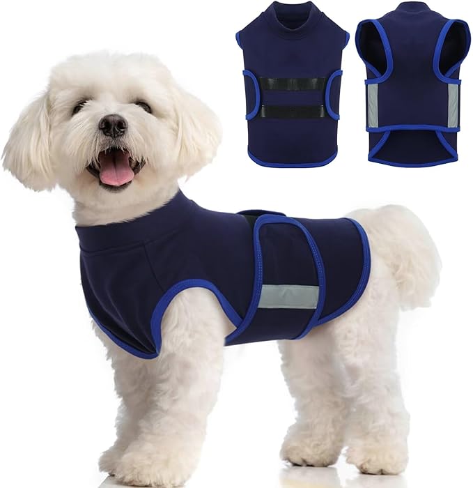 Dog Anxiety Relief Coat,Comfort Anxiety Vest for Dogs,Adjustable Anxiety Calming Wrap for Fireworks,Thunderstorms,Travel, Separation, Dog Anxiety Jacket for Small Dogs,M,NavyBlue
