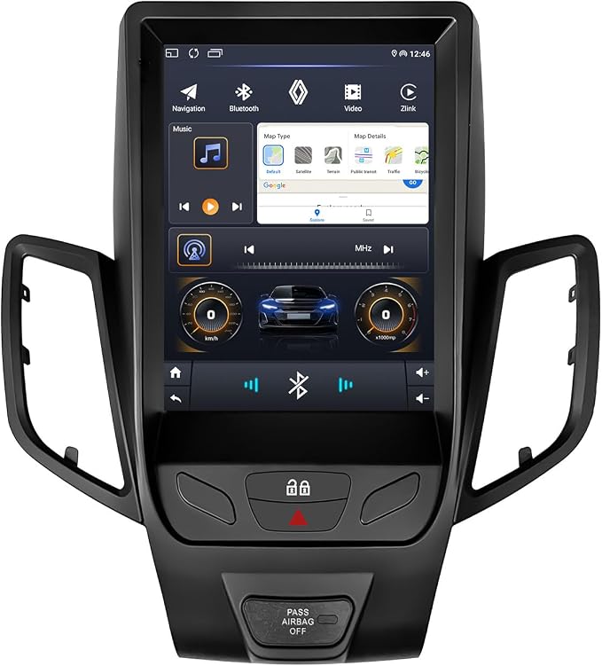 9.7 inch IPS Touchscreen Car Stereo, Android Auto Navigation, GPS Radio, Media Player for Ford Fiesta 2009-2020 (4+64G)