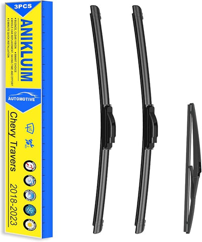 ANIKLUIM® Wiper Blades for Practical Family Driver: 24"+20"+10" Windshield Wipers Set Replacement for 2018-2023 Chevy Traverse - All-Weather, Quiet & Streak-Free - Easy DIY Snap-On Installation (3PCs)