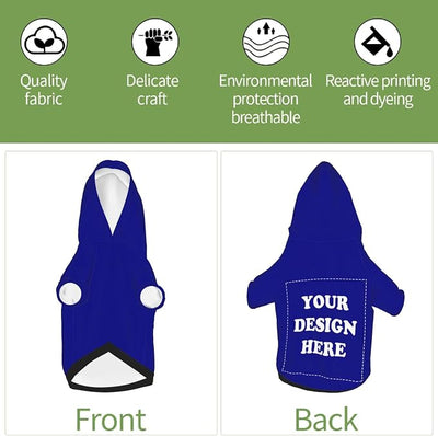 Personalized Dog Hoodie, Custom Dog Costumes for Small Dogs, Holiday Happy Dog Clothes Football Pet Shirt Sweater with Name Number for Girl/Boy Cats/Kitten, Blue, XS