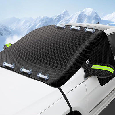 Windshield Cover for Ice and Snow for Jeep Grand Cherokee (WL) 2021–2025, Magnetic Frost Guard with Mirror Covers Winter Windshield Protector for Cars and Suvs,A