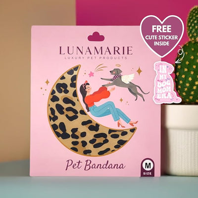 LunaMarie - Luxury Dog Bandanas - Cute Leopard Designs | Premium & Soft Poly Fabric | 100% Handmade Adjustable Shape Animal Print Pet Scarfs Small, Medium, Large (Leopard, Medium)