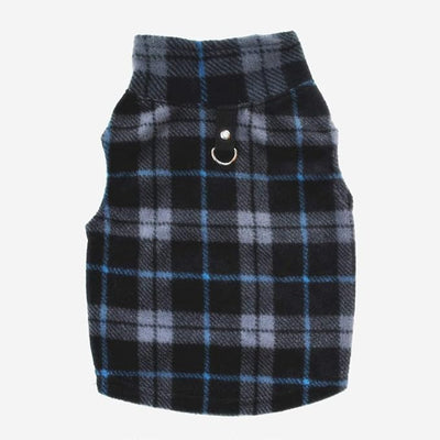 Dog Sweater, Soft Fleece Vest with Leash Ring Pullover Jacket Winter Pet Dog Clothes for Puppy Small Dog Cat Teddy Chihuahua Yorkshire for Christmas (X-Large, Black Grey Plaid)