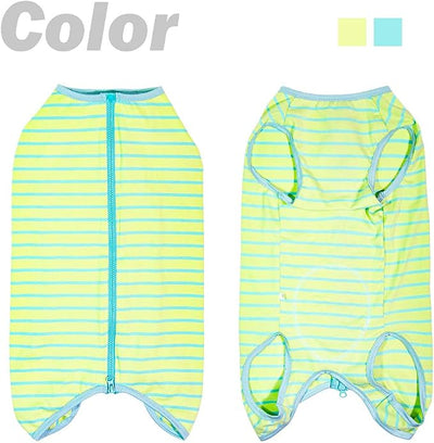Dog’s Recovery Suit Post Surgery Shirt for Female Male Dog, E-Collar Alternative Wound Protective Clothes (Green Stripe-XL)