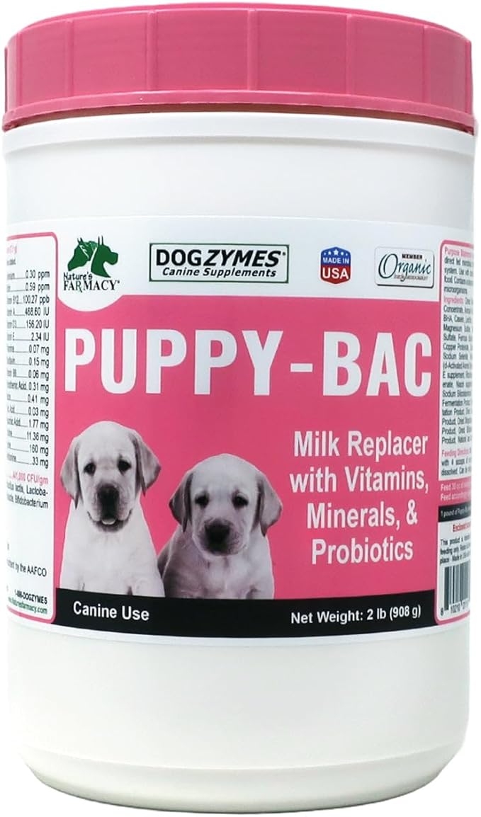 Puppy-Bac (2 Pound) Milk Replacer with Live Microorganisms and Enzymes 441 Million CFU/gram Mix 1:4