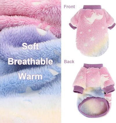 Dog Sweater Glow in The Dark Girl Pink Small Fleece Clothes Winter Soft Thickening Warm Puppy for Dogs Boy Teacup Yorkie Chihuahua (S,Pink)