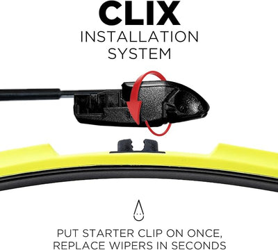 Clix Wipers Windshield Wiper Blades 16"/16" Set of 2, Fits Jeep Wrangler JK, JKU, JL, JLU & Gladiator JT, All-Weather Premium Replacement Wipers with Quick Clips, 2007-2025 Jeep Accessories, Yellow