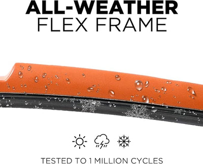 ClixWipers 28" + 14" (Set of 2) Orange All Weather Premium Automotive Replacement Windshield Wiper Blades, Passenger and Driver Side Winter Wiper Blades for Various Car Models