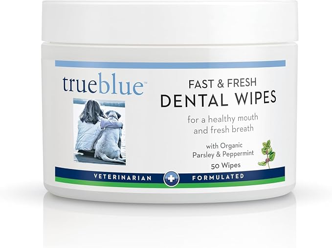 Parsley & Peppermint Fast and Fresh Dog Dental Wipes – Pre-Moistened Teeth Cleaning Pads - Non-Toxic, All-Natural Tooth Cleansing– 50 Count