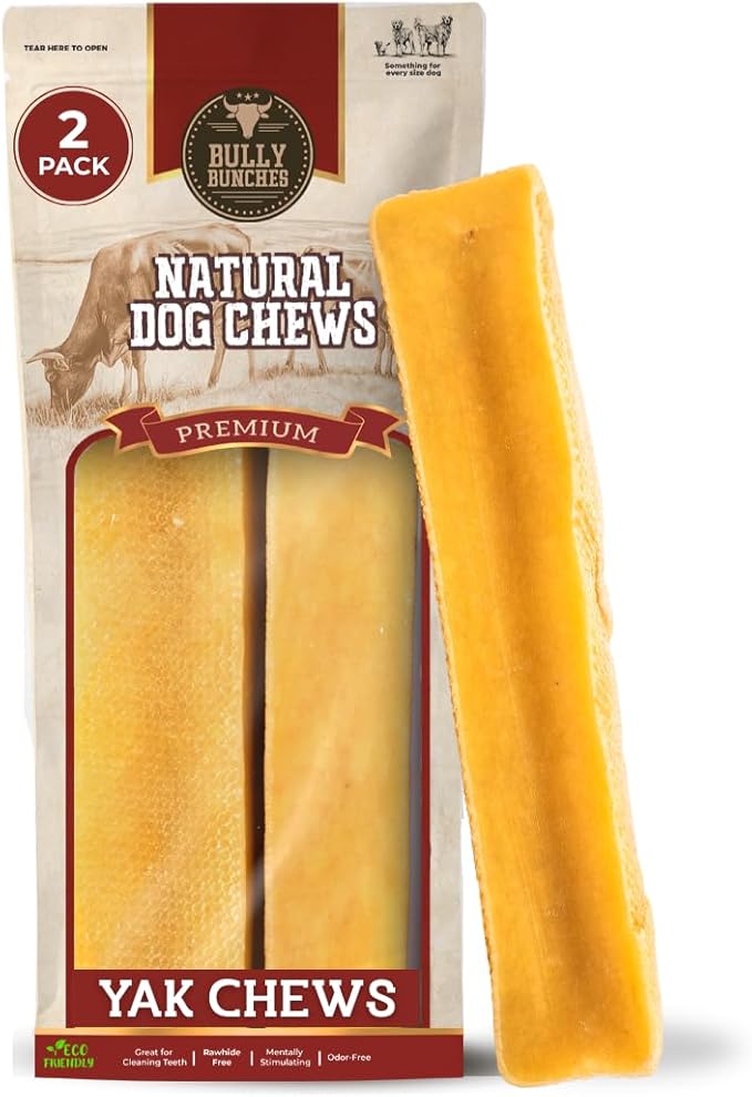 Large Authentic Yak Cheese Himalayan Chews for Large Dogs & Heavy Chewers - All Natural Dog Treat Dental Chews, Made with Real Yak Milk - Lactose & Rawhide Free (2 Pk)