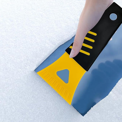 Ice Scraper for Car Windshield, 2PCS Plastic Handheld Vehicle Window Snow Frost LCE Remover Cleaning Freezer with Non-Slip Handle, Auto Freezer Shovel Defroster, Universal Fit (Yellow)