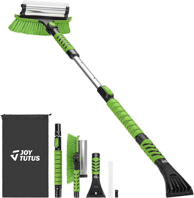 JOYTUTUS 41.5IN Extendable Snow Brush and Ice Scraper, 270°Pivoting Snow Scraper Brush for Car Windshield, Telescoping Ice Scraper, Foam Grip, Heavy Duty Snow Remover for Cars, Trucks, SUV (Green)