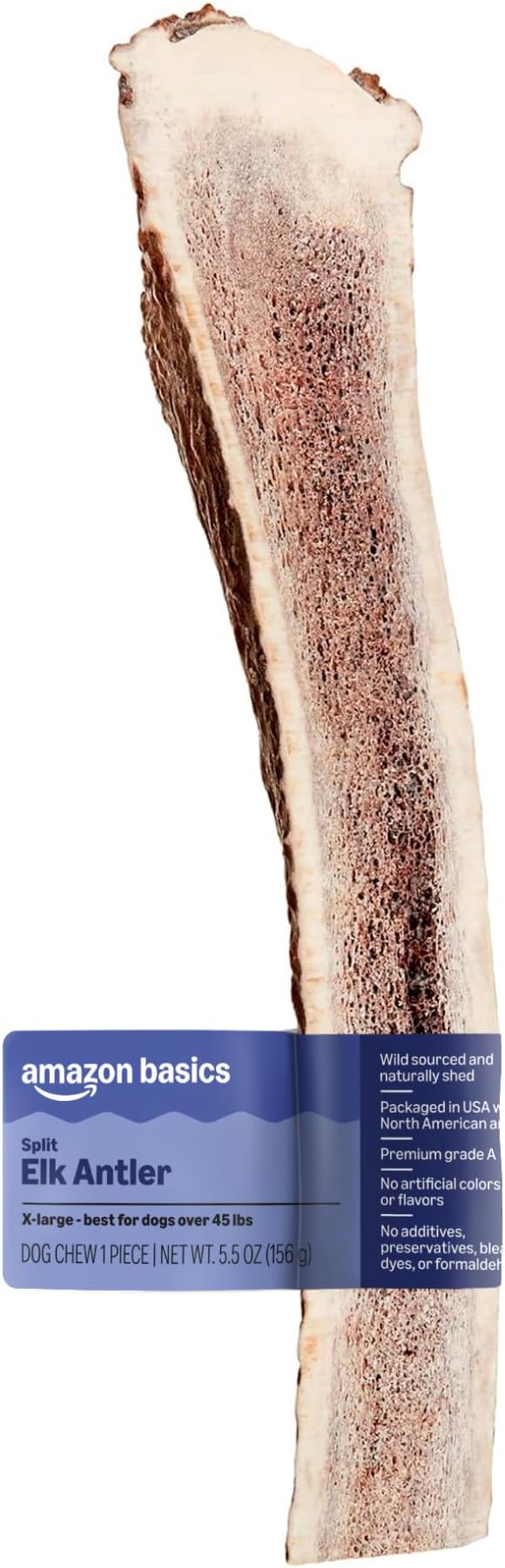 Split Elk Antler, Naturally Shed, Long Lasting for Aggressive Chewers, X-Large (Best for Dogs Over 45 lbs) (Previously Wag)