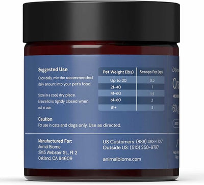 Animal Biome Dental Powder for Dogs & Cats, 60g (180 Scoops) – Oral Cleanse Phage + Kelp Prebiotic Dog Teeth Cleaning Powder, Supports Clean Teeth, Fresh Breath, Sprinkle-on Daily Food Topper w/Scoop