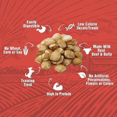 Rewardables Beef & Bully Collagen Puff Treats for Dogs for Rewarding and Training | 6 oz Bag
