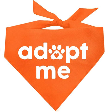 Adopt Me Dog Bandana | 100% Cotton | Made in USA | Adoption Event Prop Photoshoot | Rescue | Puppy | New Dog |Orange, One Size (326)