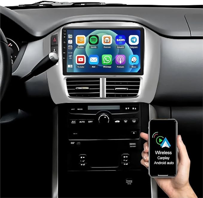 9-inch Android 15 Car Stereo Radio for Honda Pilot 2006-2008 with Apple CarPlay Android Auto, Touchscreen, GPS Navigation, SWC, WiFi, Bluetooth, FM/RDS, Backup Camera, 4+64GB