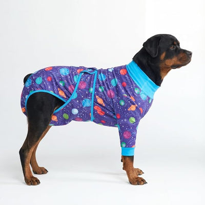 Spark Paws Dog Surgery Recovery Suit – Dog Recovery Suit After Surgery, Anti-Lick Dog Onesie, Abdominal Wound Protector, Soft Cone Alternative for Spay Neuter Male Female Pet Recovery - Planets - 4XL