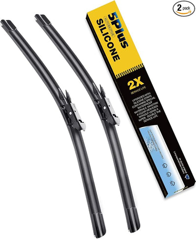 5 PLUS® Silicone Windshield Wipers 26 and 23 Inch Replacement For Toyota 2021-2007 Tundra 2022-2008 Sequoia, Automotive Replacement Wiper Blades With Water Repellent.