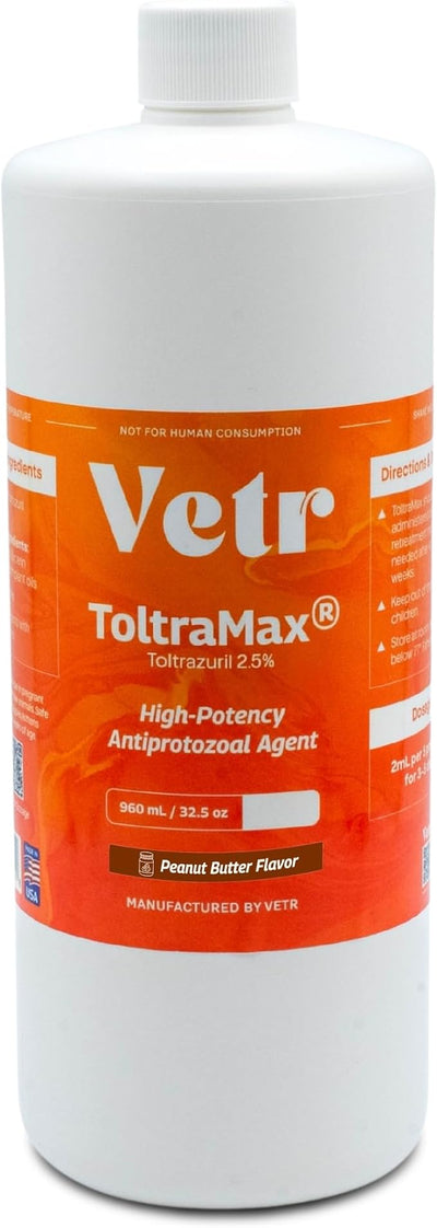 Toltrazuril 2.5% for Horses, Dogs, Cats, 960mL/32.4 Ounce, for Non-Food Chain Animals, Peanut Butter