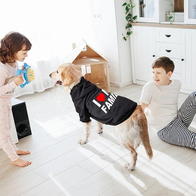 Dog Sweater Dog Hoodie Cold Weather Coat Hooded Sweatshirt for Puppies,Cats, Small Medium Large Dogs (Black(Family), Large/X-Large)