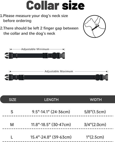 Waterproof Dog Collar, Rubber Adjustable Collars with Quick Release Buckle, Odor-Resistant, Easy to Clean Pet Collars for Small Medium or Large Dogs (Black, M 11.8-18.5 inch)