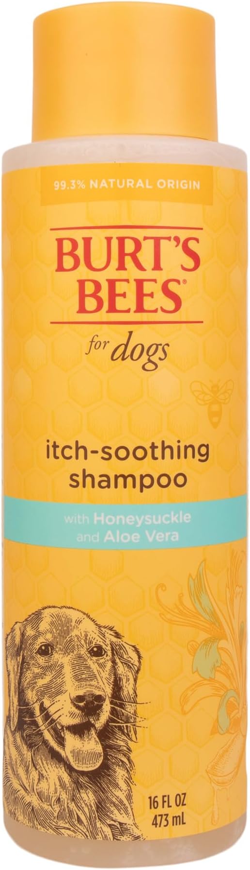 BURT'S BEES FOR PETS Itch Soothing Dog Shampoo for Itchy Skin, pH Balanced Honeysuckle with Skin-Conditioning Honey, 95%+ Natural Origin Formula, No Sulfates, Fragrances, or Colorants, 16 Fl Oz