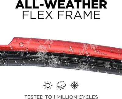 ClixWipers 28" + 14" (Set of 2) Red Chrome All Weather Premium Automotive Replacement Windshield Wiper Blades, Passenger and Driver Side Winter Wiper Blades for Various Car Models