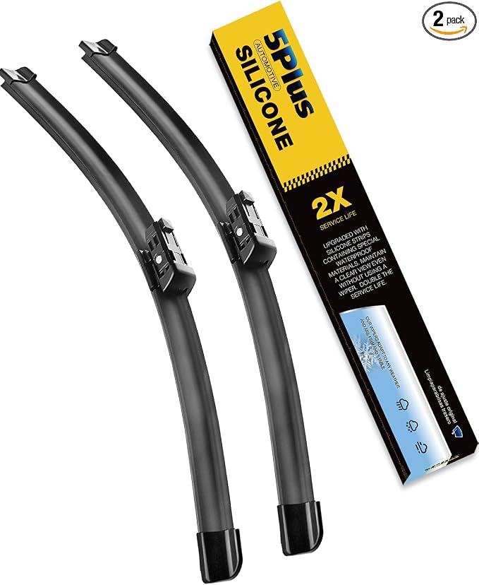 5 PLUS® Silicone Windshield Wipers 26 and 19 Inch Replacement For TESLA Model 3 2025 2024 2023-2017 Model Y 2025 2024 2023-2020 Automotive Replacement Windshield Wiper Blades With Water Repellent.