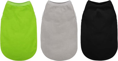 Paiaite 3 Pieces Plain Dog Shirt Sleeveless Puppy Cotton Dog Shirts Breathable Pet Apparel Tank Top Colorful Puppy Sweatshirt Clothes for Small Medium Dogs Black Green and Gray 4XL