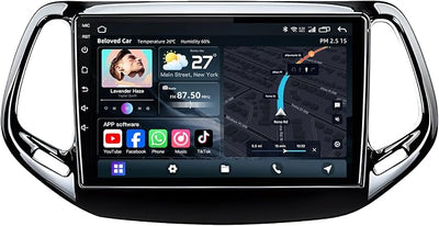 [4+64G] Car Radio for Jeep Compass 2017-2020: 10inch 1280 * 800HD Touch Screen Head Unit Stereo Replacement FM RDS CarPlay Android Auto 5GWiFi Bluetooth5.0 1080P Backup Camera SWC GPS