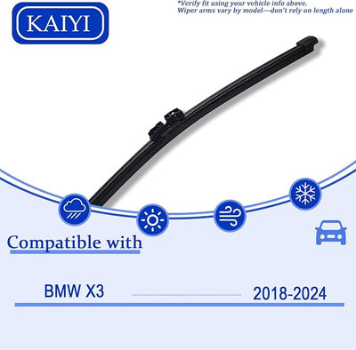 KAIYI 12" Rear Wiper Blade Compatible with BMW X3 2018 2019 2020-2023 2024