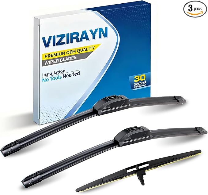3 pcs 22" 21" 14" Front & Rear Windshield Wiper Blades VIZIRAYN Replacement for Honda Pilot 2009-2015 (Pack of 3), OEM Quality, All-Season